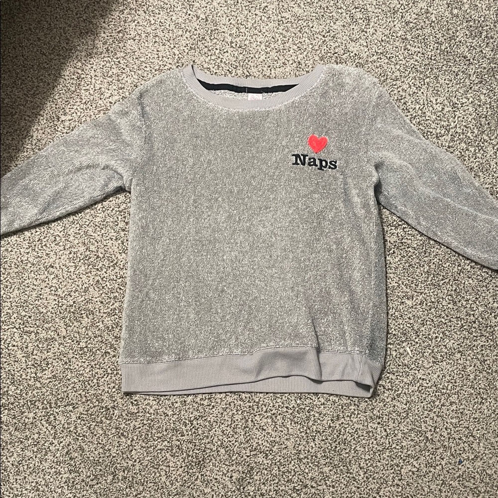 SO Gray Crew Neck Sweater with Red Heart